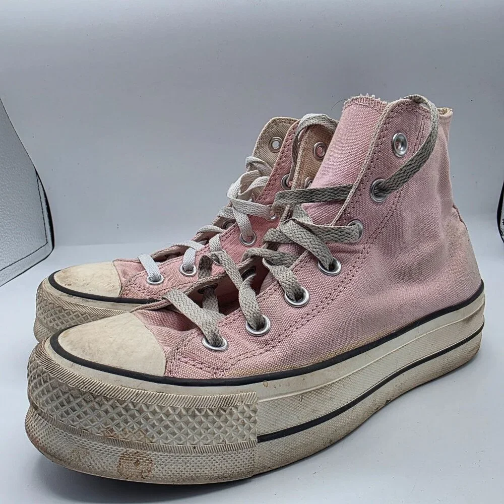 Converse All Star High Top Womens Size 7 Pink Lace Up Platform Sneakers Casual